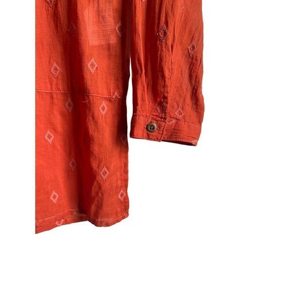 Anthropologie x Pilcro Orange Embroidered Peplum Boho Peasant Top Diamond XS - Picture 6 of 8